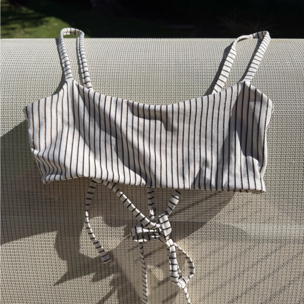 Kendall & Kylie Black and White Striped Crop Top